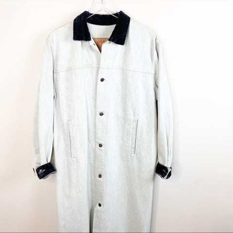 Vintage Levi Strauss Denim Long Jean Trench Jacket