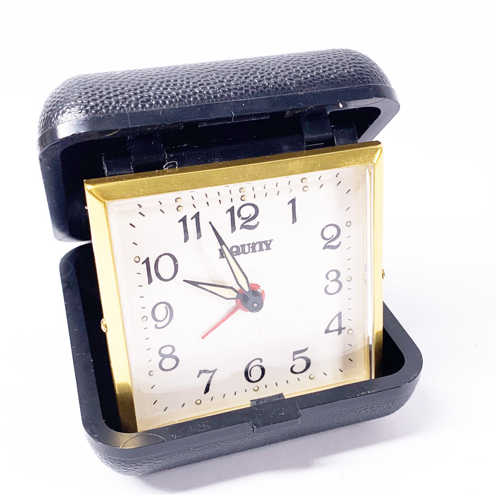 Vintage Equity Travel Alarm Clock Folding Case