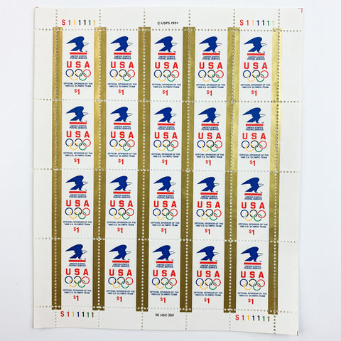 1991 USA $1 Olympic Stamps 20 Stamps