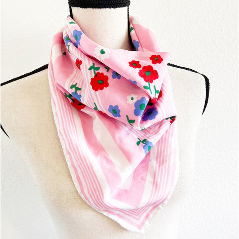 Vintage Floral Stripe Print Square Handkerchief Bandanna