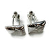 Vintage Cuff Links Silver Tone Ribbed Edge