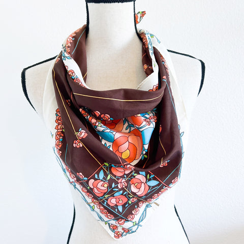 Vintage Floral Stripe Rustic Print Triangle Handkerchief Bandanna