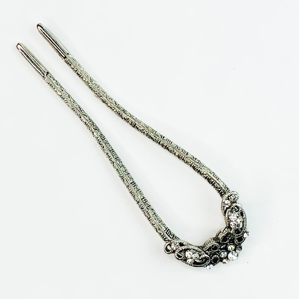 Vintage Ornate Rhinestone Hair Pin Comb