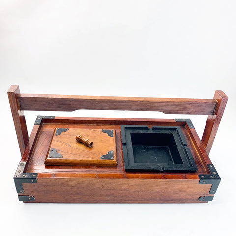 Japanese Wood Ashtray w/Cigarette Tobacco Tray