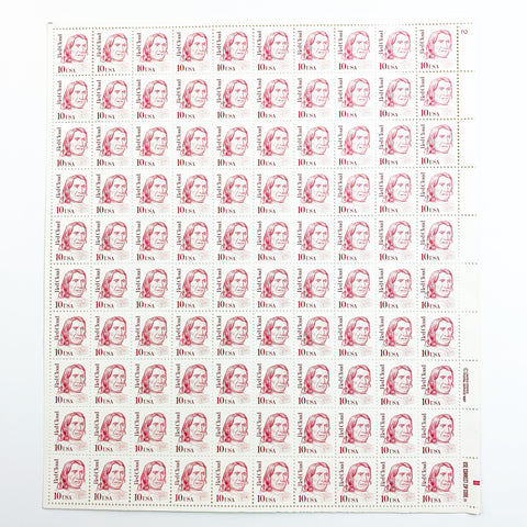 1987 Red Cloud Stamp Sheet 100 USA Stamps 10 Cent