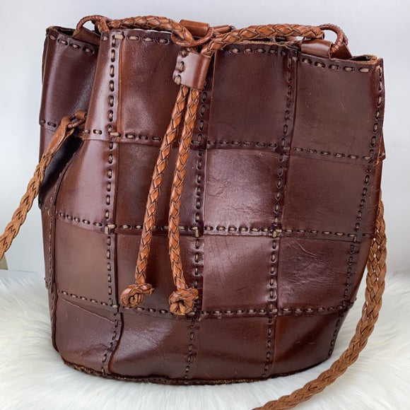 Vintage Ellepi Leather Bucket Handbag Italy Bag