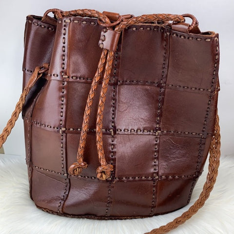 Vintage Ellepi Leather Bucket Handbag Italy Bag