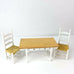 Dollhouse Miniature Kitchen Furniture White Wood Dining Table 2 Chairs