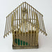 Dollhouse Miniature Brass Bird Cage w/Swinging Bird