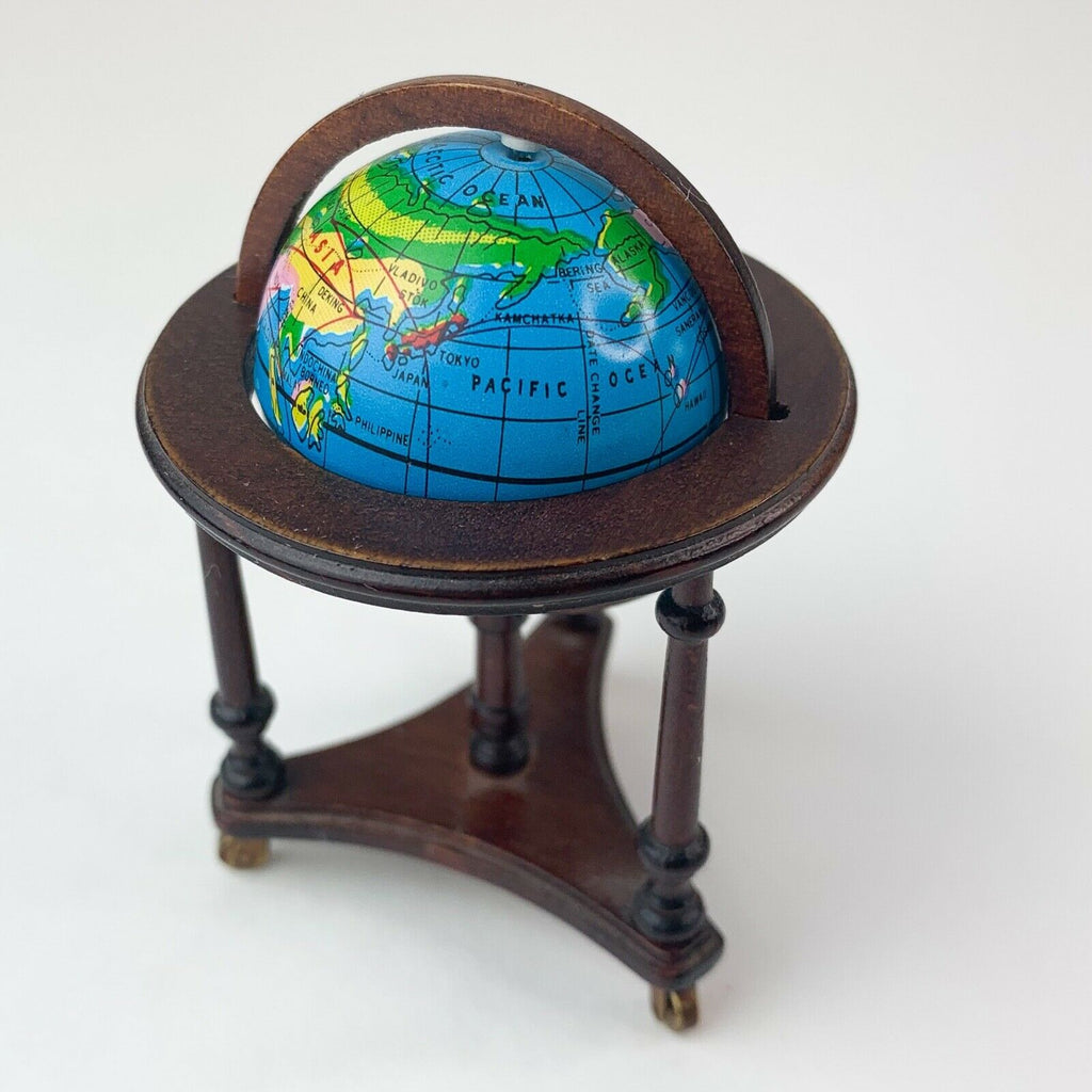 Dollhouse Miniature Globe on Spinning Wheels Tiny Doll House Decoration